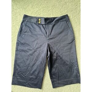 Ralph Lauren Premium Shorts  Women 6 Navy Bermuda Chino Gold Buttons Soft Cotton